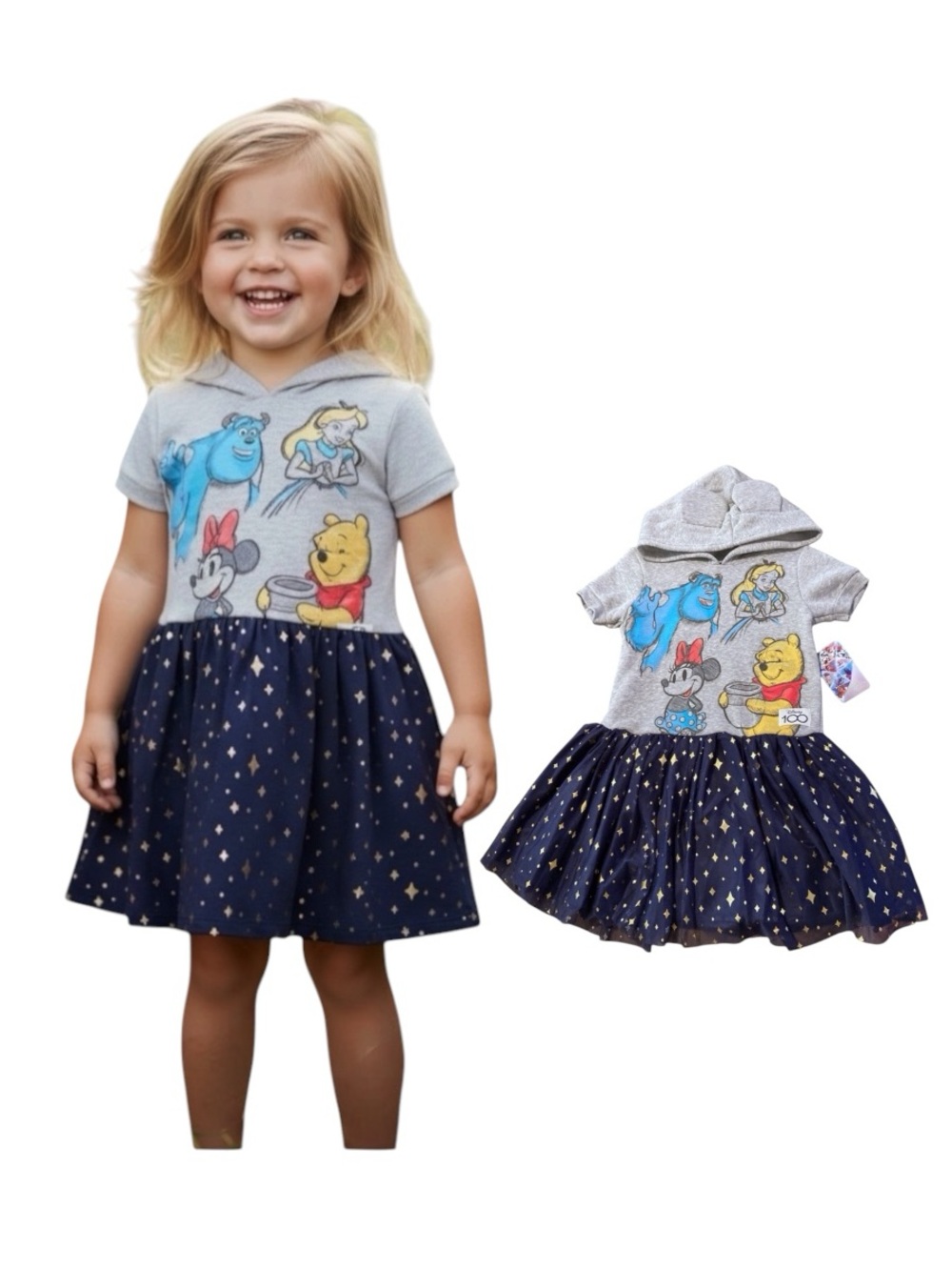 Disney Hooded Dress With Tulle Skirt